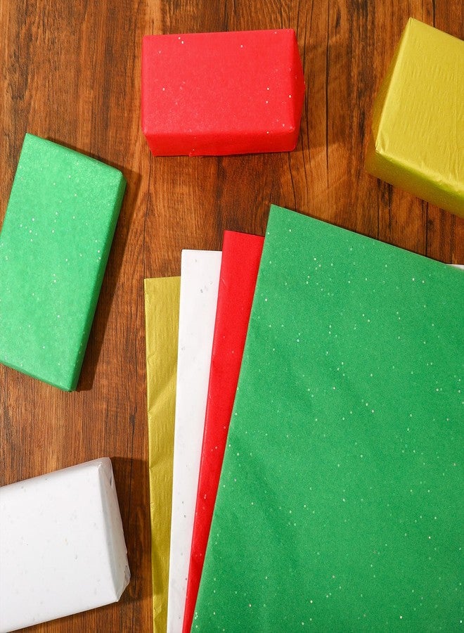 Whaline 100Sheets Christmas Tissue Paper Glittery Colorful Sparkle Gift Wrapping Paper Assorted Red Green White Gold DIY Art Craft Paper for Christmas Party Wine Bottles Xmas Gift Decor, 14 x 20 Inch - Image 3